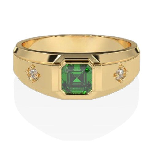 Men 18kt Gold Plated Emerald Ring