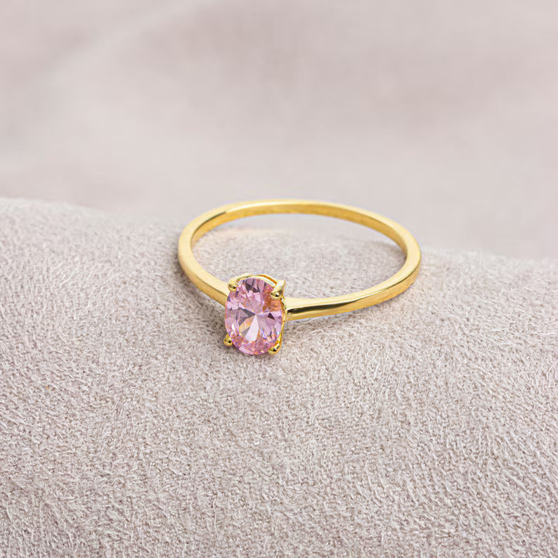 Pink Tourmaline Grace Ring, 18kt Gold Plated