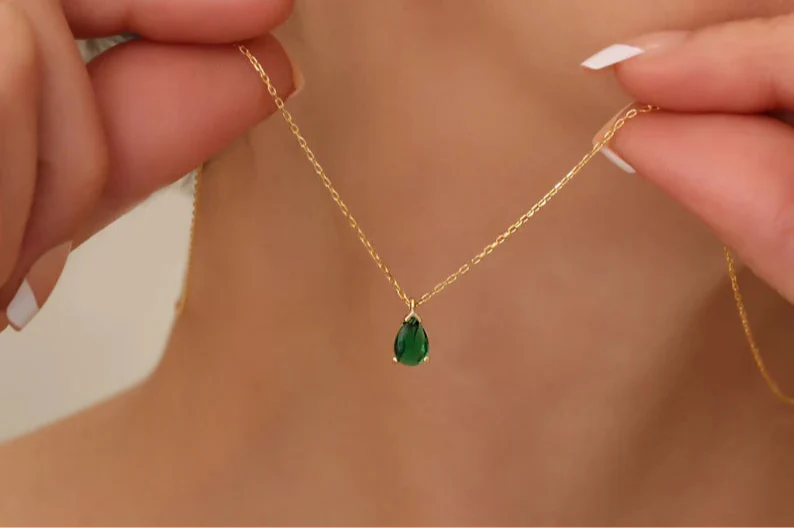Pear Emerald Necklace