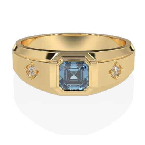 Men 18kt Gold Plated Aquamarine Ring