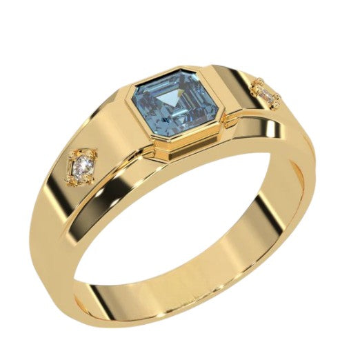Men 18kt Gold Plated Aquamarine Ring