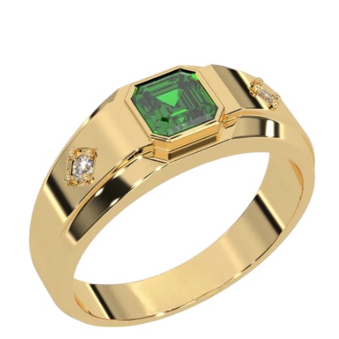 Men 18kt Gold Plated Emerald Ring
