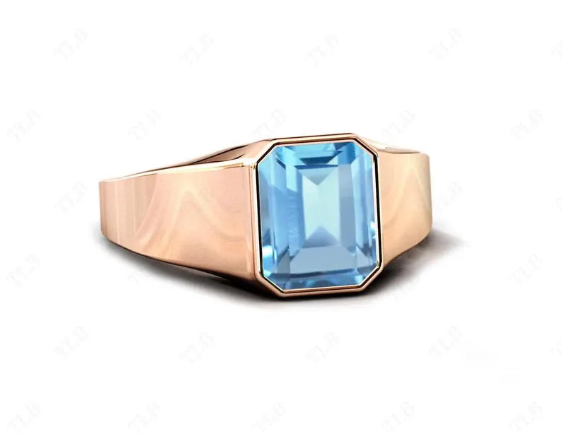Birthstone Ring Men 18kt Gold Plated
