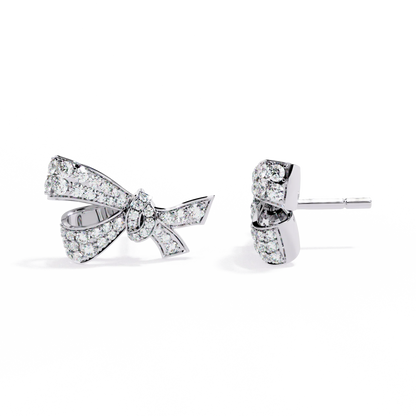 Bow Design Earrings With 18kt White Gold Plating