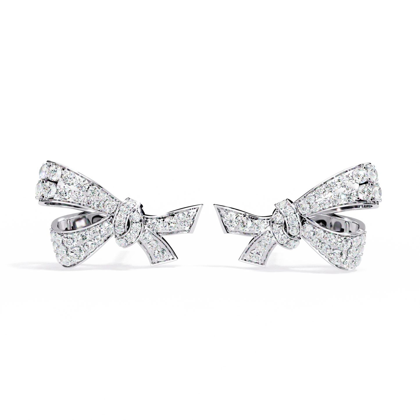 Bow Design Earrings With 18kt White Gold Plating