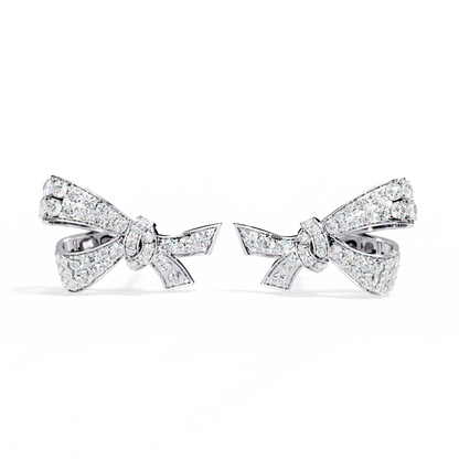 Bow Design Earrings With 18kt White Gold Plating