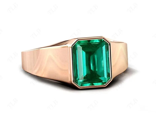 Birthstone Ring Men 18kt Gold Plated