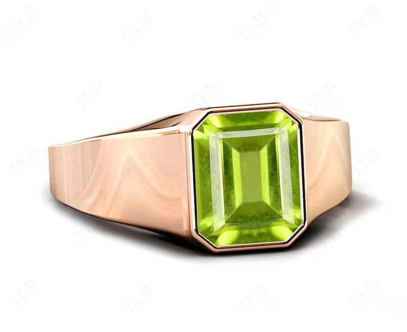 Birthstone Ring Men 18kt Gold Plated