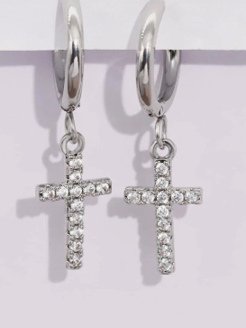 Cross Dangle Earring Men