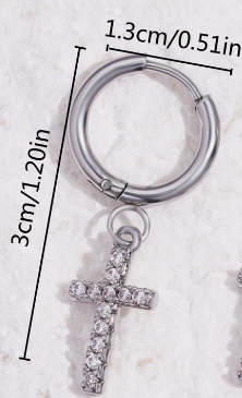 Cross Dangle Earring Men