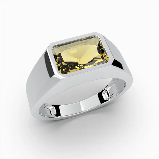 Men 18kt White Gold Yellow Sapphire RIngs