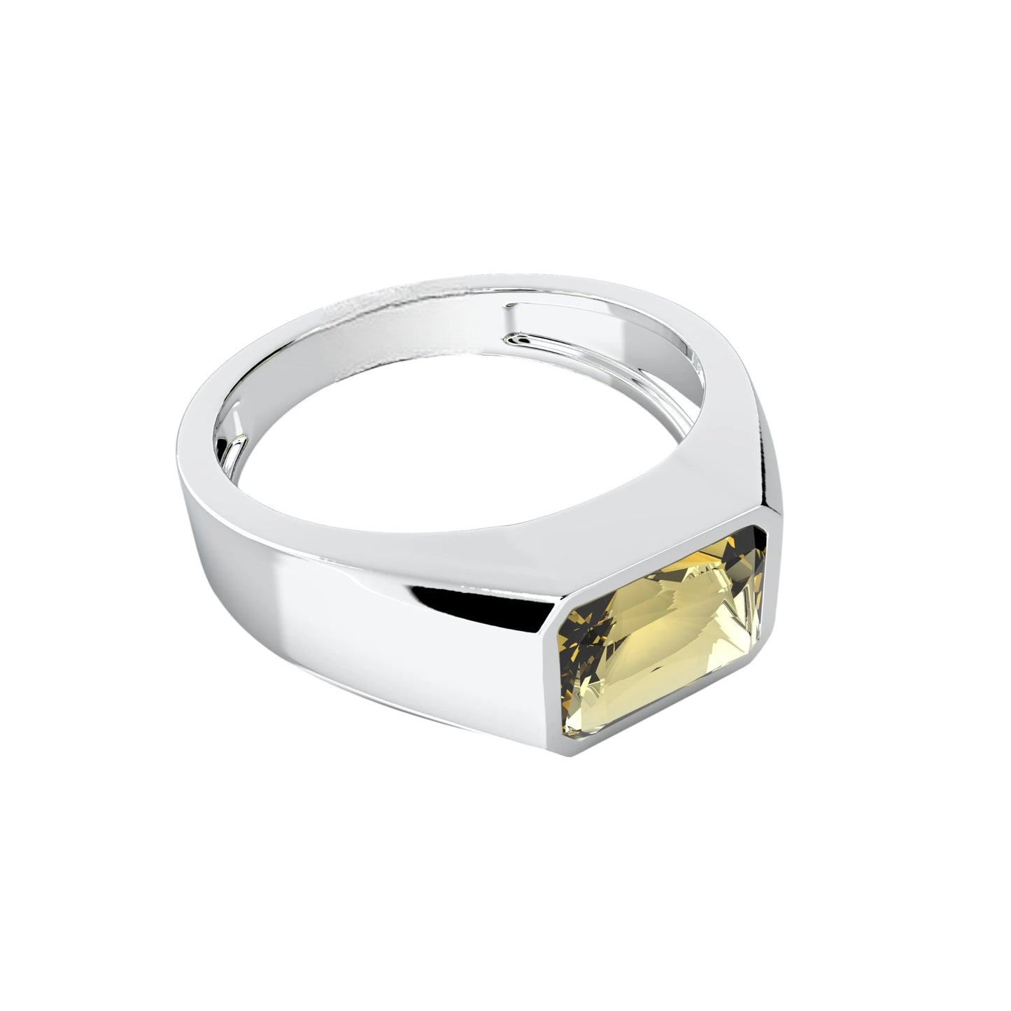 Men 18kt White Gold Yellow Sapphire RIngs