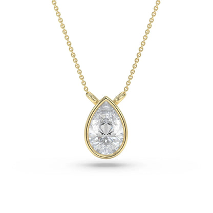 Pear Bezel Golden Pendant