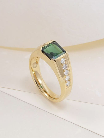 Majestic Emerald Men 18kt Gold Plated Ring