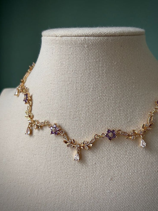 18kt Gold Plated Amethyst Bloom Necklace Women
