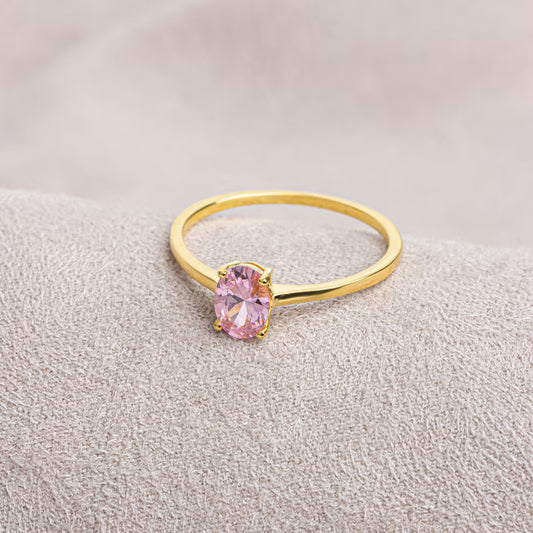 Pink Tourmaline Grace Ring, 18kt Gold Plated