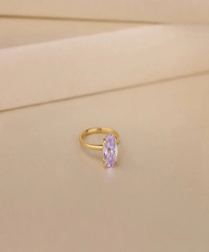 Oval Stone Ring Women 18kt Gold Plated
