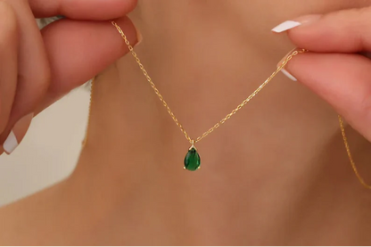 Pear Emerald Necklace