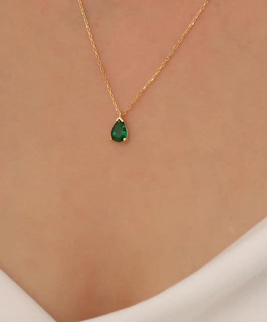 Pear Emerald Necklace