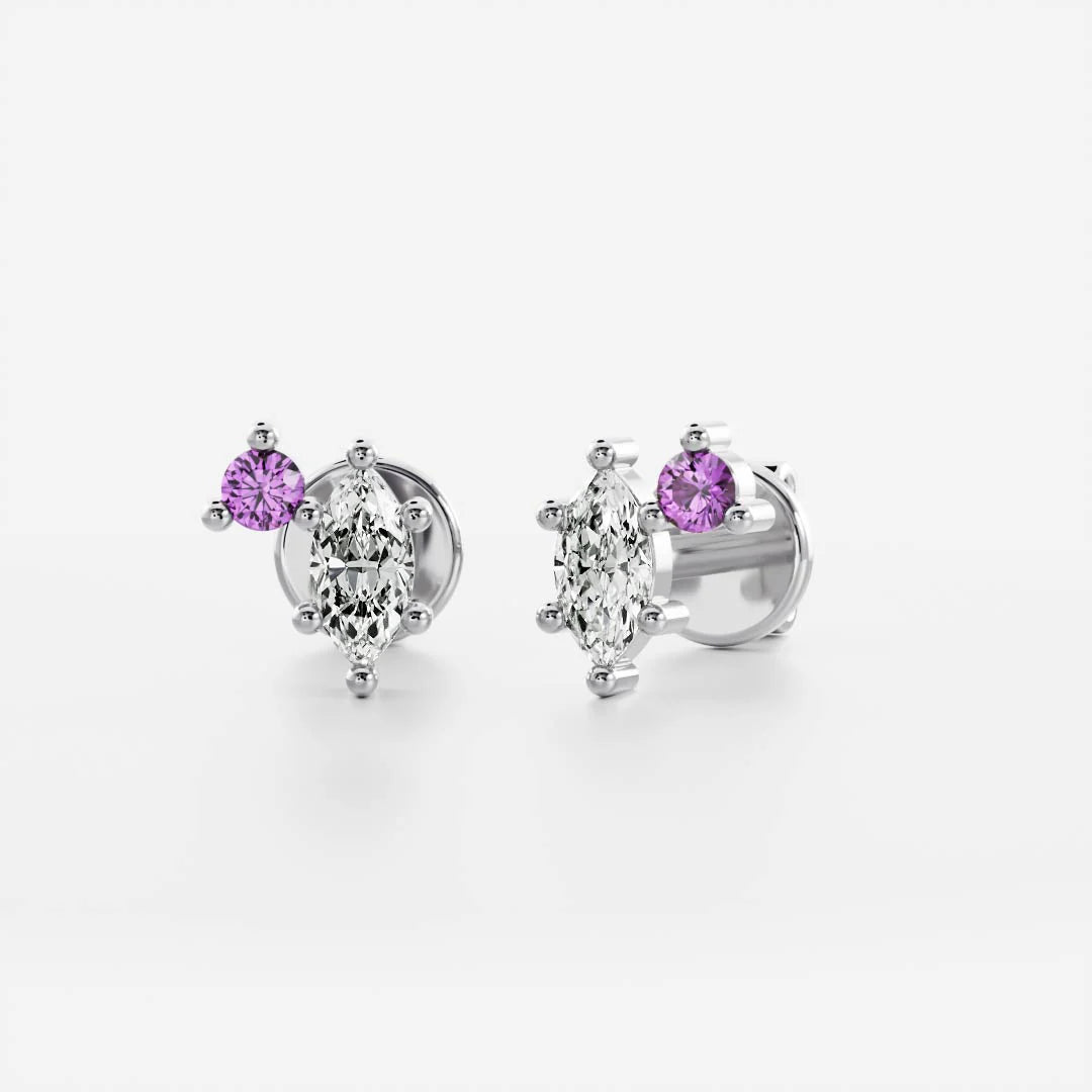 Birthstone Earrings Women 18kt Gold Plated