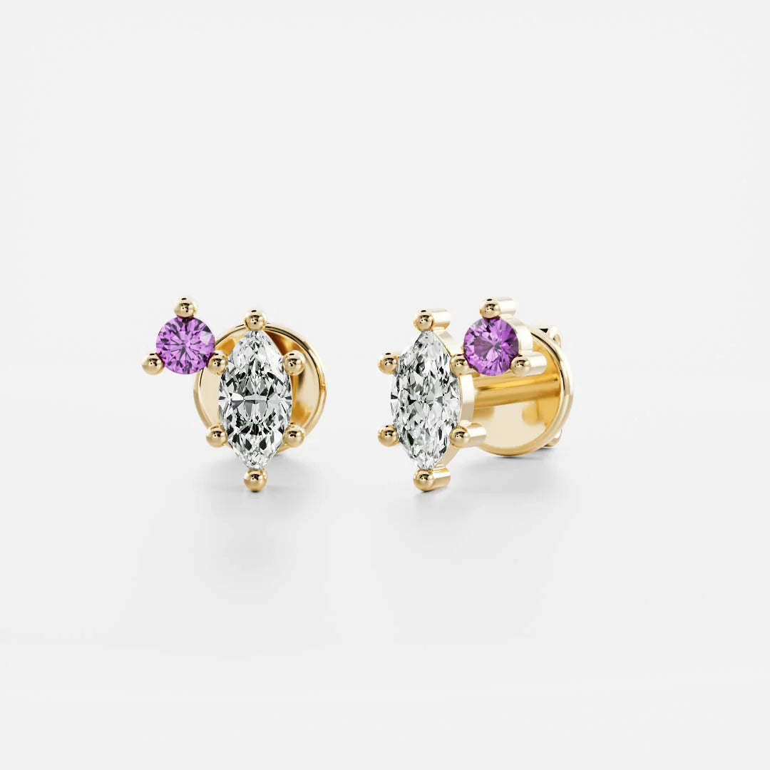 Birthstone Earrings Women 18kt Gold Plated